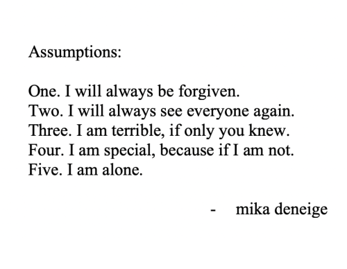 poem - assumptions (mika deneige)