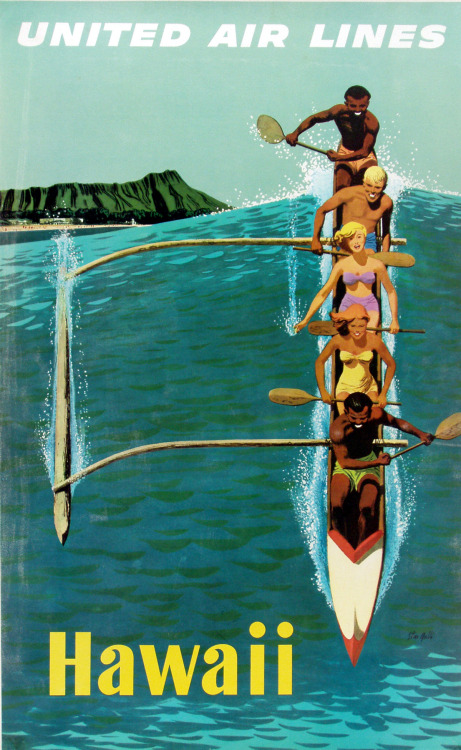 Stan Galli, poster design for United Airlines, Hawaii, 1960. 