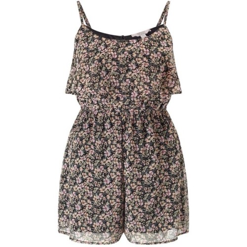 Miss Selfridge PETITE Blossom Print Playsuit ❤ liked on Polyvore (see more brown camisoles)