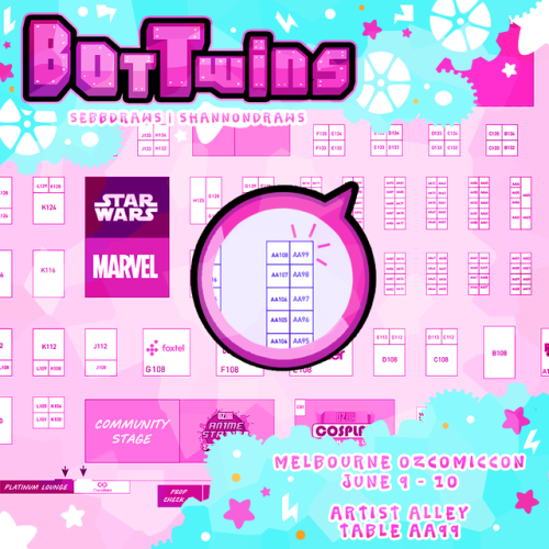 sebbdraws:@shannondraws and I are gonna be at Melb OzComicCon! Come say Hi to us! We’ll have a lot o