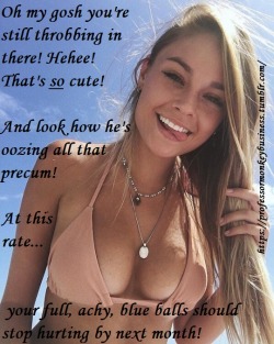 professormonkeybusiness:  Wicked girl. Hot, hot. hot! Why is it so much hotter when they look &amp; ridicule?And I think she’s being sarcastic because you’re leaking thru your cage so much (while insinuating you’ll be locked for a veeeery long time!).