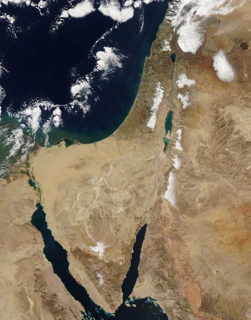 Snowin the Middle East (December 2013), from the Aqua satellite.Snowcan be seen in areas of Syria, J