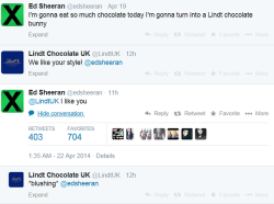 usasheeran:  sheeriosnotcheerios:  Yet another great twitter convo  It gets better    This is the best thing ever.