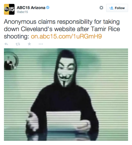 socialjusticekoolaid:Hackers Shut Down City of Cleveland’s Website After Shooting Death of Tamir Ric