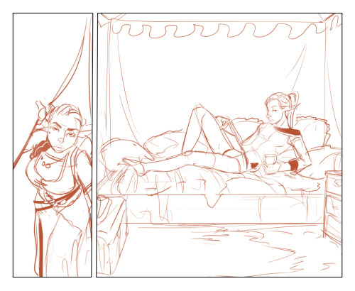 Aaand there. Vera brings the cuffs to Ailduin. This tent is about to get busy! I finally finished that PrismGirls comic that has been eating most of my time for the last month. It means more Alfie/shortstacks every day. 