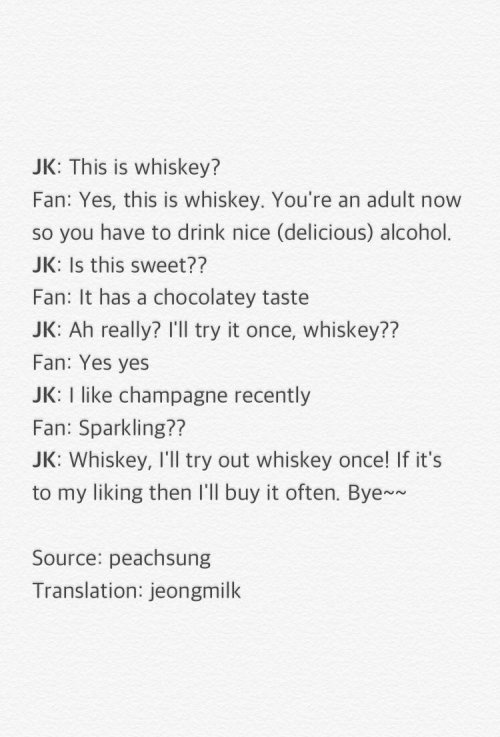 jimiyoong:[ 161023 Busan fansign ] Jungkook received a whiskey from a fan[cr.Peachsung ; trans. jeon