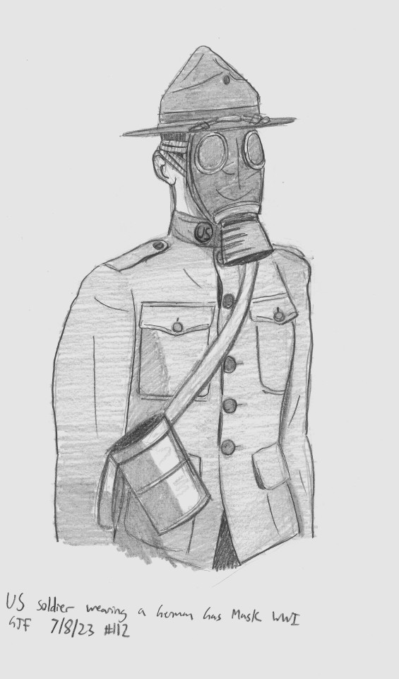 US Soldier With German Gas Mask