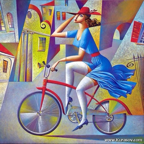 travelluna: #bicycle #cycle #art #colour #abstract #www.Kurasov.com #hat #woman #sexy #ciclovia #fr