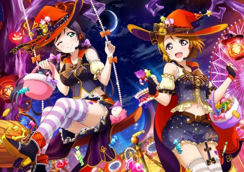 lovelivemj:    School Idol Festival UR pairs stitched and textless: Hanayo Koizumi #426: Under a Spell & Nozomi Tojo #442: Halloween Date