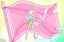 oathkeeper-of-tarth:  In the name of Rose Quartz and everything that she believed in. It took a bit of fiddling around, but I managed to make a loop of the extended opening bit with Pearl dramatically posing in front of the flag of Rose’s rebellion
