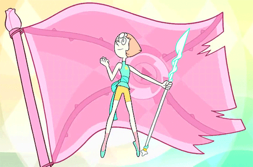 oathkeeper-of-tarth:  In the name of Rose Quartz and everything that she believed in. It took a bit of fiddling around, but I managed to make a loop of the extended opening bit with Pearl dramatically posing in front of the flag of Rose’s rebellion