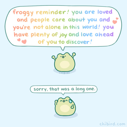 chibird:
“Froggy friend is bursting with love for you; it is hard to fit in a single speech bubble. 💕
Chibird store | Positive pin club | Webtoon
”