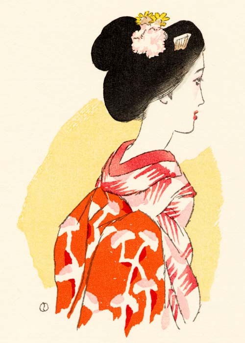 Takehisa Yumeji (1884-1934) 竹久夢二Maiko in Red  紅舞妓