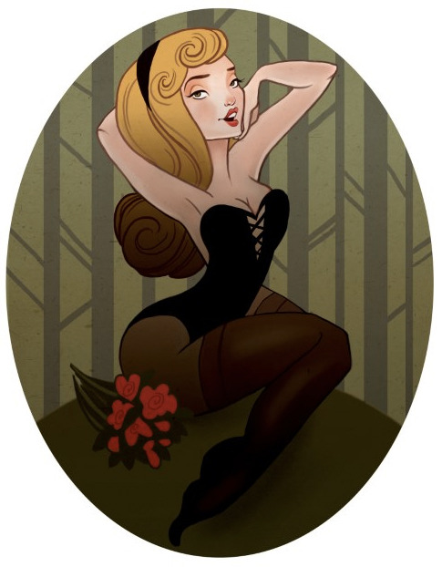dirtydisneydames:  Aurora Pin Up by Jenna Yenik