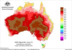 mapsontheweb:  Maximum temperature reached during the first two weeks of 2013 in Australia.  Someone remind me why i moved to this godforsaken country. Lol