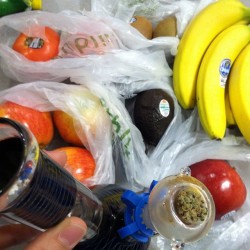 weedporndaily:  Getting #stoned after the supermarket is mandatory. Picked up fresh #fruits for the week #apples #banana #avocado #tomato #kiwi #munchies #bonghits #FuckPublix though, they were huge supporters against legalizing medicinal #cannabis in