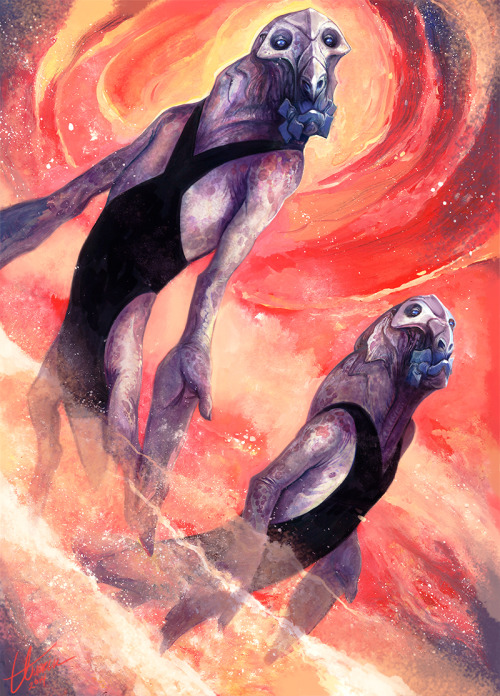 tiffanyillustration:
“ Just some Spacer Guild steersmen from Dune swimming around in the spice goop that fills their ships.
Did this one in gouache and kinda fought it the whole way through. I guess I’m too acclimated to digital stuff now.
Not sure...