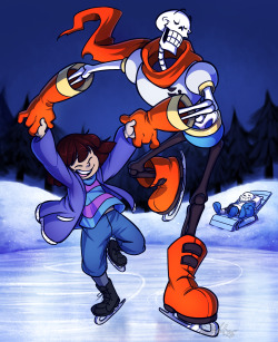 bechnokid:  “YOU’VE NEVER ICE SKATED BEFORE? WORRY NOT, HUMAN! FOR I, THE GREAT PAPYRUS, SHALL TEACH YOU! UNDER MY TUTELAGE YOU WILL BECOME THE MOST SKILLED SKATER THE WORLD HAS EVER SEEN! ….WELL, NOT AS SKILLED AS ME, OF COURSE.” A little something