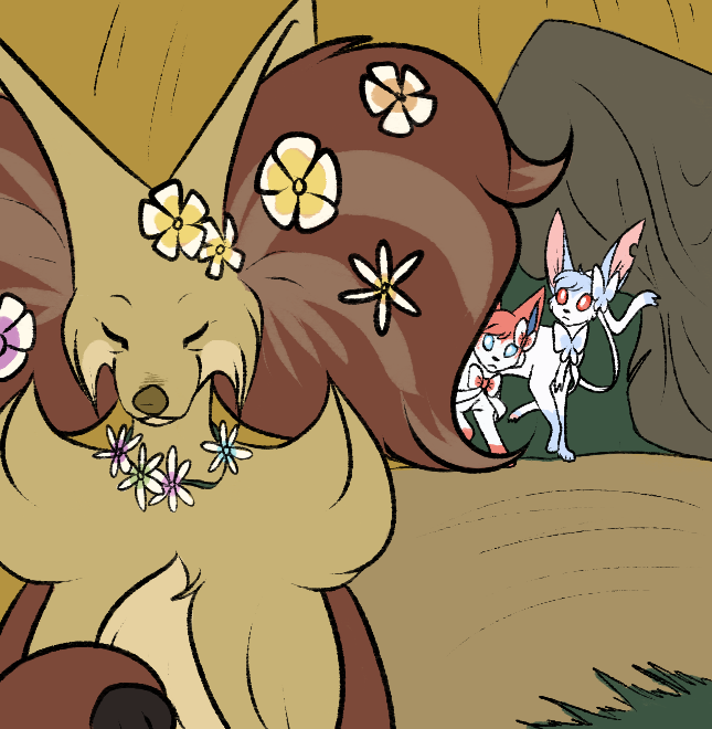 asktheshinysylveon:  Rubbing their sore noggins, the Sylveons apologized for the