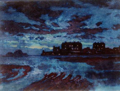 catonhottinroof:Christopher Williams (British, 1873-1934), Barmouth Evening, c.1913. Oil on board, 2