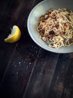 delishdishes:  Homemade Spaghetti with Lemon, Garlic, Chili, and Mint, What Katie Ate 