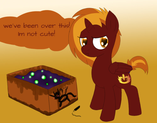 taboopony:  Scuttlebug: Told you Im not cute… I win. Now no one has to ask me that again… for risk of redundancy  Yes you are, Scuttlebug. You are super adorable. Period. <w<