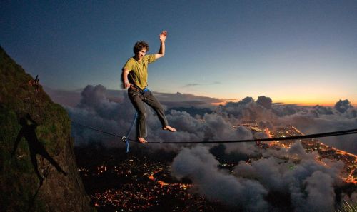 nubbsgalore:  photos by (click pic) tim kemple (previously featured) and scotty rogers of the moab monkeys slacklining three thousand feet above rio de janeiro (see also: previous brasil posts) 