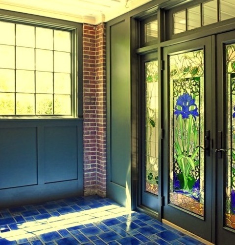 Medium ProvidenceInspiration For A Mid-sized Eclectic Medium Tone Wood Floor And Blue Floor Sunroom Remodel