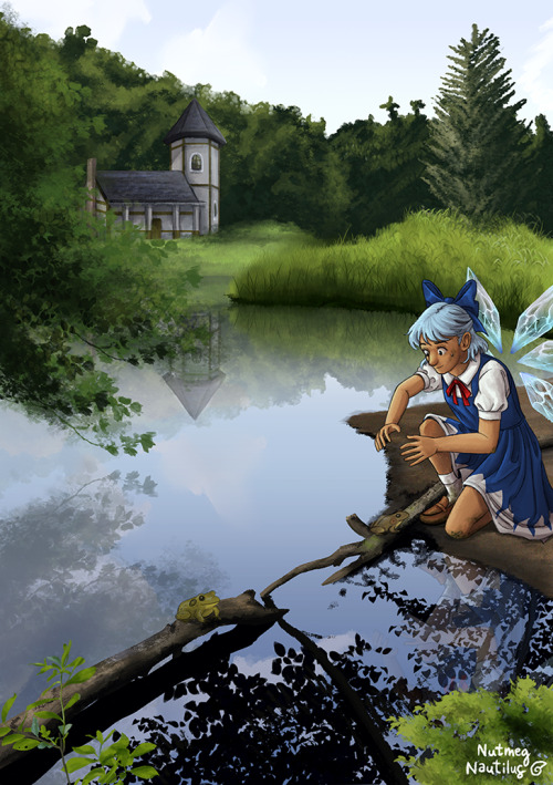 nutmegnautilus: Happy Cirno Day! Here’s my piece from @dotzines Fairy Fiesta: Frogs, a zine ce