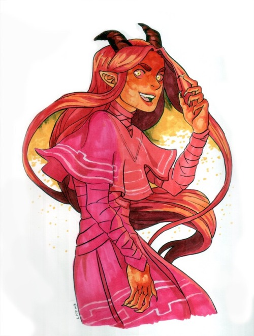 Yesterday for Inktober I drew demon!Ava from @avasdemon ! I love warm colors so this was so fun to c