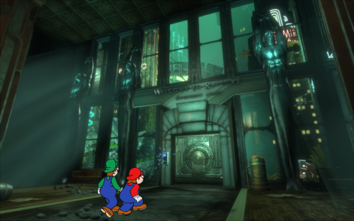 haiku-robot:stitchyapsaboutbioshock:Nice of Andrew Ryan to invite us over to Rapture. eh Luigi?nice 