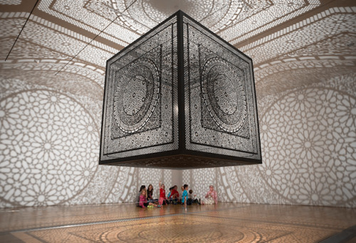 blunttcuntt:  jedavu:  INTERSECTIONS | ANILA QUAYYUM AGHA Winner of both the public and juried vote of Artprize 2014, Pakistani artist Anila Quayyum Agha exercises the architecture of the Grand Rapids Art Museum in Michigan by infilling it with a dynamic