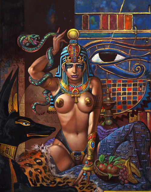 technochaun:  Nefertari,Hatshepsut and Cleopatra by Simon Bisley. 