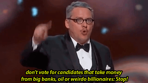 down-to-venus:  Adam McKay at Oscars. That’s right. We don’t need Hillary Clinton   Sounds like he endorses Bernie, because trump is a billionaire weirdo