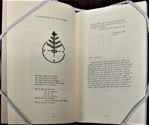 Two pages from the magazine "Tree", with a poem and an illustration of a tree.