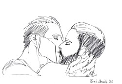 borisschmitz:  “The Kiss 4”, one-line-drawing