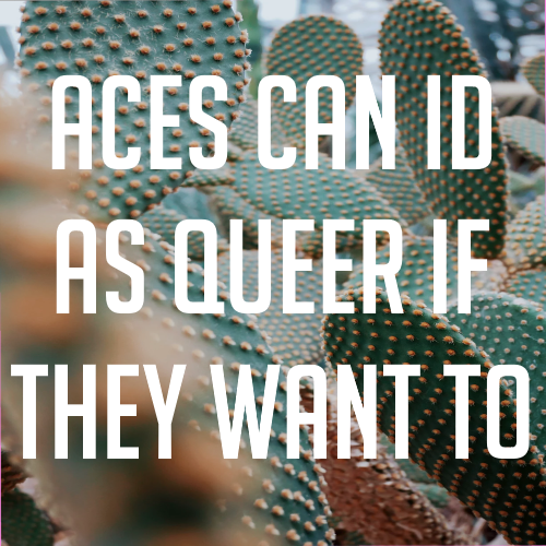 nonbinarypastels:[Image Description: A picture of cacti with text that reads “aces can id as queer i