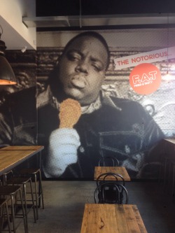 revolutionarykoolaid:  aamerrahman:  Today in gentrification: Melbourne hipsters pay tribute to a dead black artist by opening a Biggie Smalls themed fried chicken restaurant, ‘Notorious F.A.T’, complete with photoshopped mural of Biggie holding a