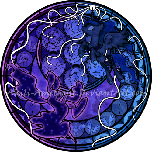 mlpfim-fanart: Stained Glass: Luna’s Nightmare by Akili-Amethyst