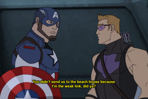 portraitoftheoddity: icoulddthisallday: chiizuburger: Steve reassuring Clint that his place in Aveng