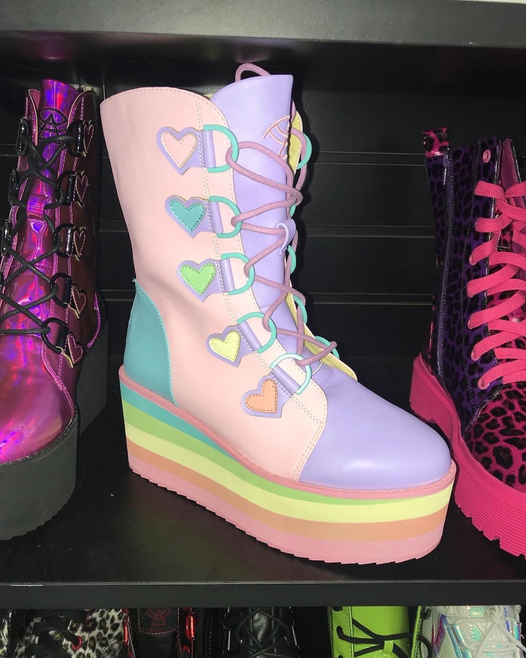pastel rainbow platform shoes