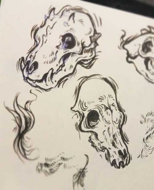 Some funky skulls 🎃👻 #inktober #skulls #sketch #brushpen #spooky #illustration #sketch#brushpen#inktober#illustration#spooky#skulls