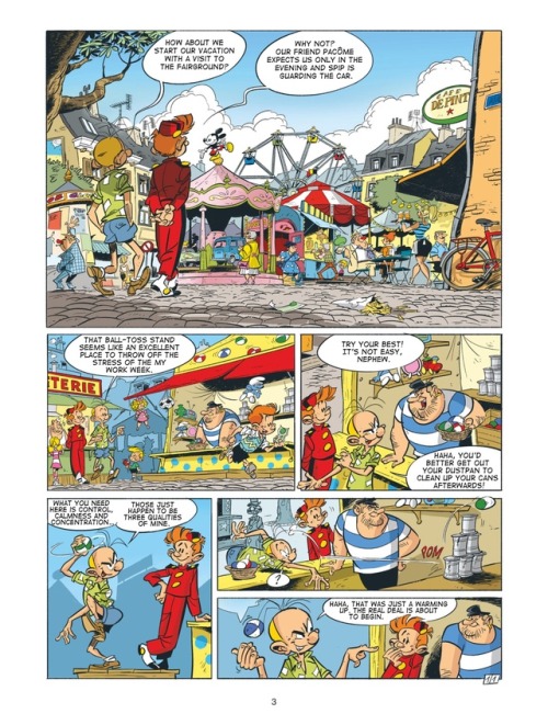 Scanlated pages of previews of Robbedoes (Spirou) special ‘Happy family’ by Cambré and Legendre. The