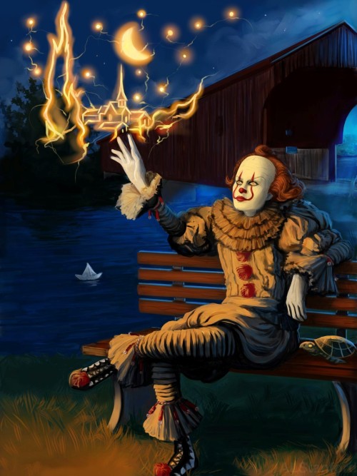 alstanfordart: “By The Kenduskeag” Think Pennywise ever uses his abilities to entertain himself? Lik
