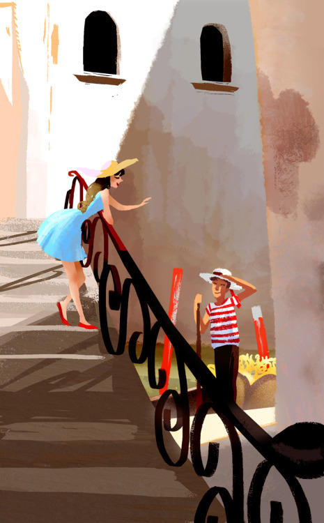 “Let’s go for a ride!” Inspired by the bright cheerful style of Pascal Campion~