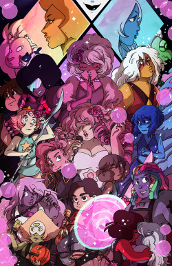 secondlina: secondlina:   New Steven Universe print now completed!! Gonna have this at Dragoncon next week.   This print is now up in our store! - https://www.fairyloguepress.com/prints/20-steven-universe-cast-2018.html 