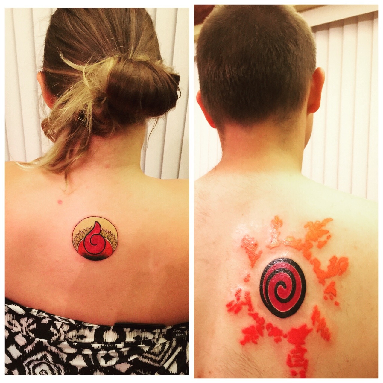 better-than-druugs:  amberlynn843:  My husband and I got naruhina tattoos (we added