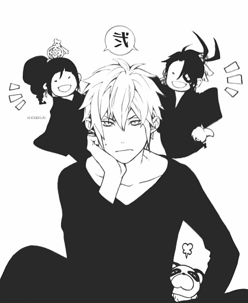 ahogekun:  Sakichi + Kumou twins + Gerokichi 