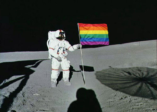 [radio voice] this is apollo 11 to houston, the moon is gay. i repeat the moon is gay.