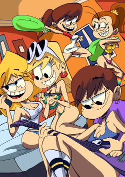 chillguydraws:  ninjaspartankx55:  Suggestion Sunday The older loud sisters having some late night fun.  Having 5 older sisters isn’t so bad Unless they all run around in their underwear.   then its great~ &lt; |D’‘‘‘